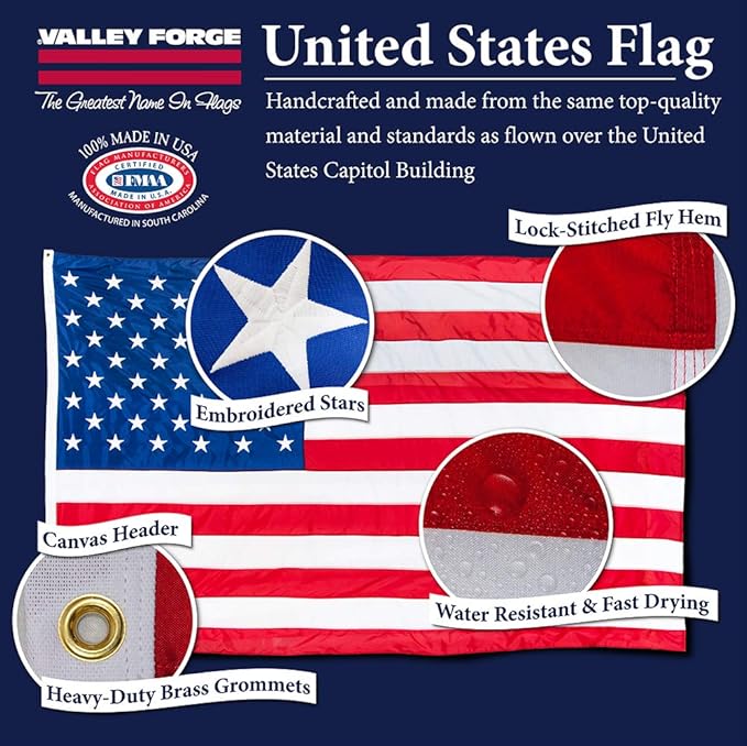 100% Made in the USA - 3'x5' ft – Perma-Nyl Sewn Nylon with Grommets - Sturdy, Durable, and Patriotic - Great For Gardens, Homes, Patios and Cars – By Valley Forge Flag-BloomoryGarden