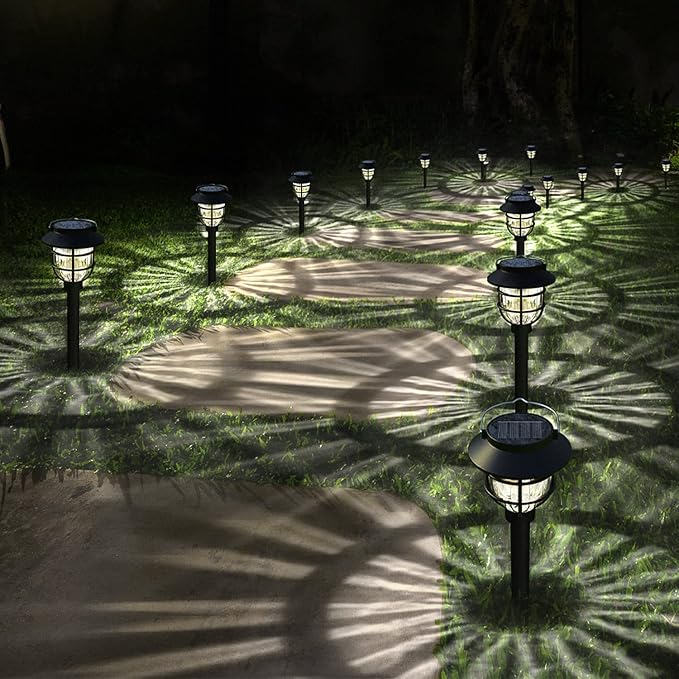 10 Pack Solar Pathway Lights Outdoor - Bright Solar Powered Garden Lights with Warm White LED, Auto On/Off Waterproof Path Lights Decorative, Landscape Lighting for Yard Patio Walkway Driveway-BloomoryGarden
