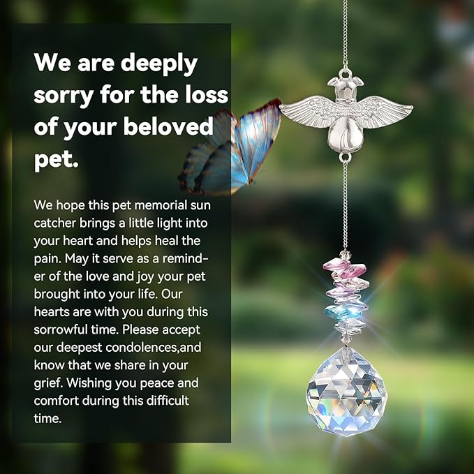 Loss of Dog Sympathy Gift - Dog Memorial Suncatcher, Pet Loss Crystals Prisms Rainbow Maker, Rainbow Bridge Dog Memorial Gifts, Passing Away Remembrance Sun Catcher, Pet Loss Bereavement Gift Idea-BloomoryGarden
