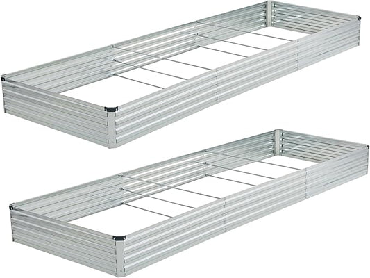 12x4x1ft(2 Pack) Galvanized Raised Garden Bed,Outdoor Planter Box Metal Patio Kit Planting Bed for Vegetables Flowers Herb,Silver-BloomoryGarden