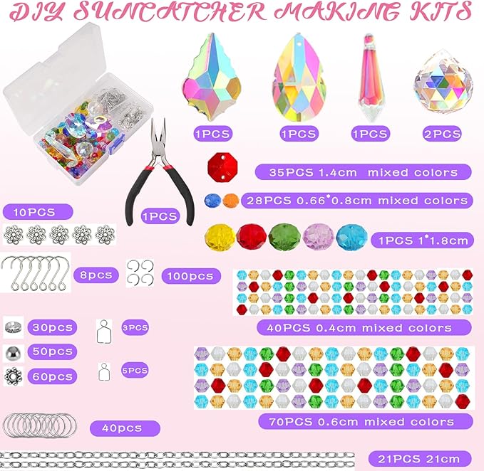 LPKADQA 500PCS Sun Catcher Kits for Adults Crystal Beads for Suncatchers DIY Suncatcher Making Kits for Indoor Outdoor Garden Decor Arts and Crafts for Adults-BloomoryGarden