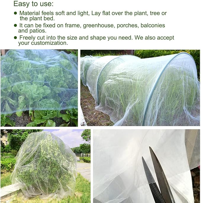 10x30Ft Mosquito Bug Insect Bird Fine Mesh Net Barrier Hunting Blind Garden Screen Netting for Protect Your Plant Fruits Flower-BloomoryGarden