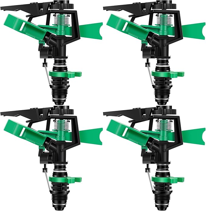 1/2 Inch Plastic Impact Sprinklers Heads Adjustable 0-360 Degree Pulsating Oscillating Watering Sprinkler Head for Garden Law Grass Yard Irrigation Supplies (4 Pieces)-BloomoryGarden