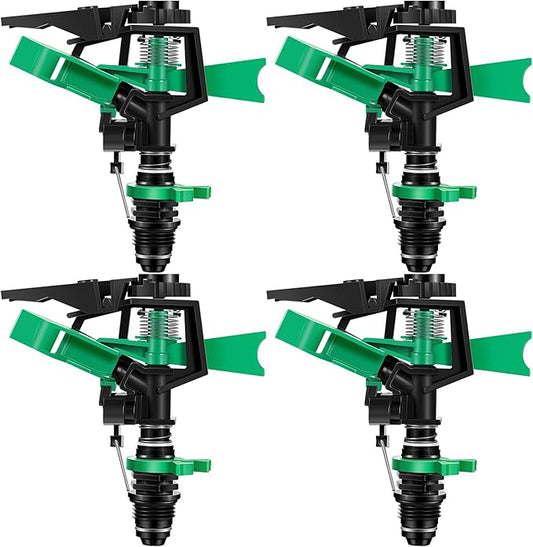 1/2 Inch Plastic Impact Sprinklers Heads Adjustable 0-360 Degree Pulsating Oscillating Watering Sprinkler Head for Garden Law Grass Yard Irrigation Supplies (4 Pieces)-BloomoryGarden
