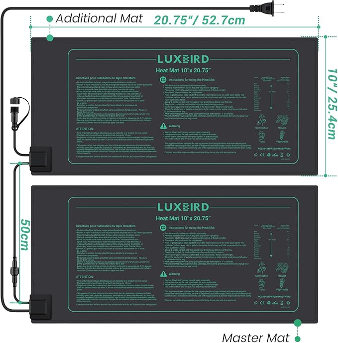 LUXBIRD 4 Pack Daisy Chain Seedling Heat Mats for Indoor Plants, Green Houses, Germination, Hydroponic Garden, Waterproof Durable (LB-HMDC-04)-BloomoryGarden