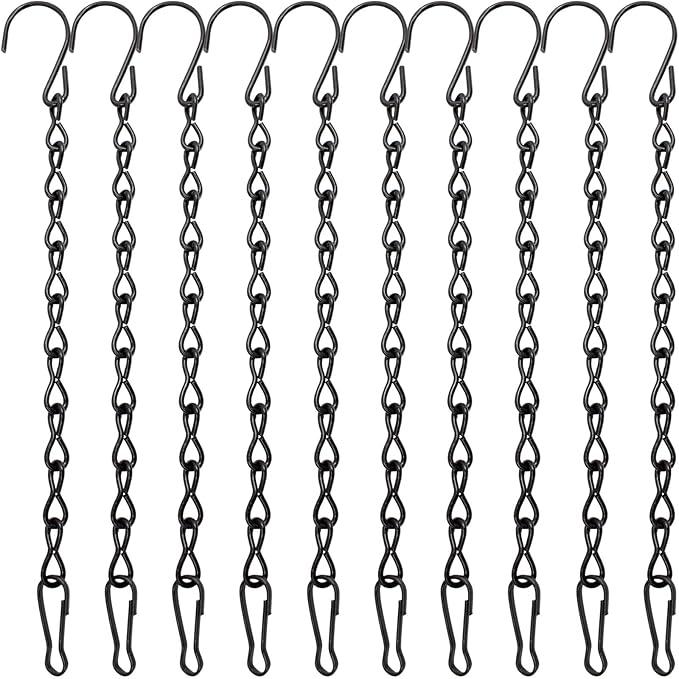 10 Pack 9.5 Inch Black Hanging Chains, Garden Plant Hangers for Hanging Bird Feeders, Billboards, Chalkboards, Basket, Planters, Lanterns, Wind Chimes and Decorative Ornaments Etc-BloomoryGarden