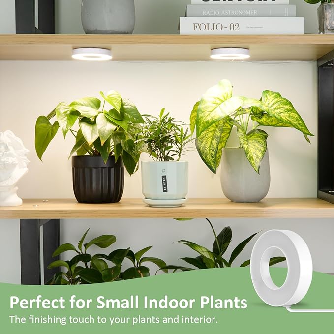 LORDEM Ceiling Grow Light for Indoor Plants, 96 LEDs Full Spectrum LED Plant Light, 5V Plant Lamp with 4/8/12H Auto Switch, 4 Dimmable Brightness Levels, Ideal for Small Plants, Dual Head, Corded-BloomoryGarden