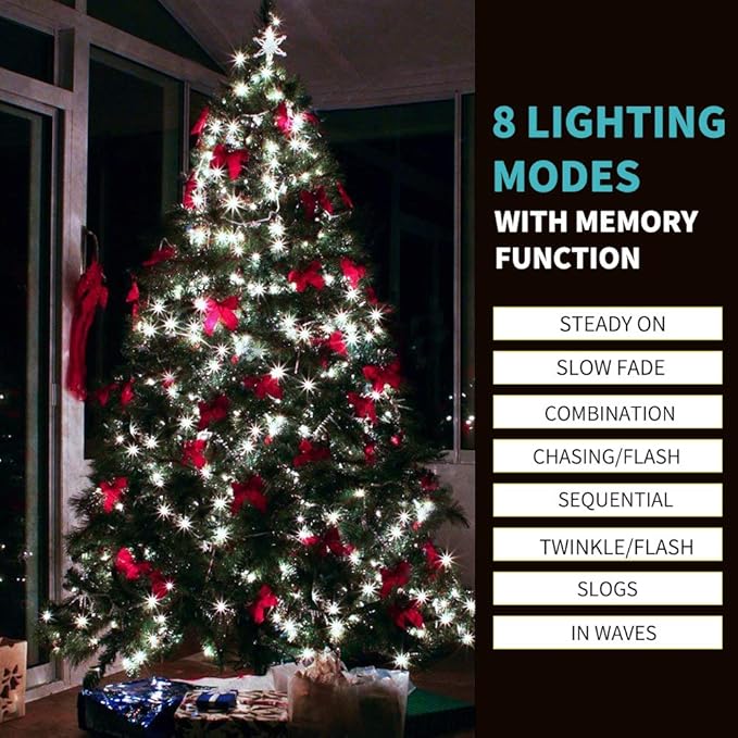 1000 LED 328ft 8 Modes with Timer Christmas String Lights IP55 Outdoor Waterproof UL Certificated Indoor Fairy Lights Garden Patio Wedding Christma Trees Parties Decoration White Light-BloomoryGarden
