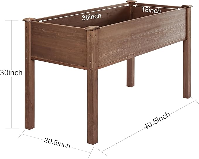 LZRS Raised Garden Bed Outdoor Planter Box with Legs for Herbs, Vegetables, Flowers, Great for Outdoor Patio, Yard and Deck, 220lb Capacity, Brown-BloomoryGarden