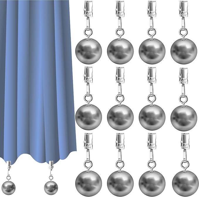 12 Pack Heavy Duty Curtain Weights, Heavy Weights for Outdoor Curtains of Pergola Patio Gazebo Cabana, Stainless Steel Weight Clip Down Curtain, Garden Flag, Shower Curtain, Tablecloth-BloomoryGarden