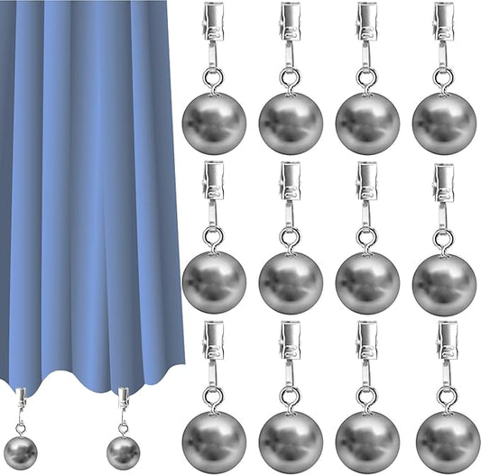 12 Pack Heavy Duty Curtain Weights, Heavy Weights for Outdoor Curtains of Pergola Patio Gazebo Cabana, Stainless Steel Weight Clip Down Curtain, Garden Flag, Shower Curtain, Tablecloth-BloomoryGarden