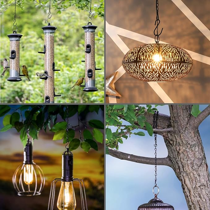10 Pack 21 Inch Black Hanging Chains with hooks, Grow Lights Chain adjusable, Hanging chains for bird feeders, Plant hanger indoor, Hanging Planter, Christmas wreath, Pendant light, Wind Chime-BloomoryGarden