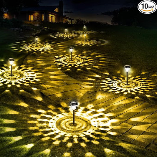 10 Pack Ultra Bright Solar Lights Outdoor Waterproof, from Dusk to Dawn Up to 12H Solar Light for Outside, Auto On/Off Solar Powered Garden Pathway Lights, Landscape Lighting (Warm White)-BloomoryGarden