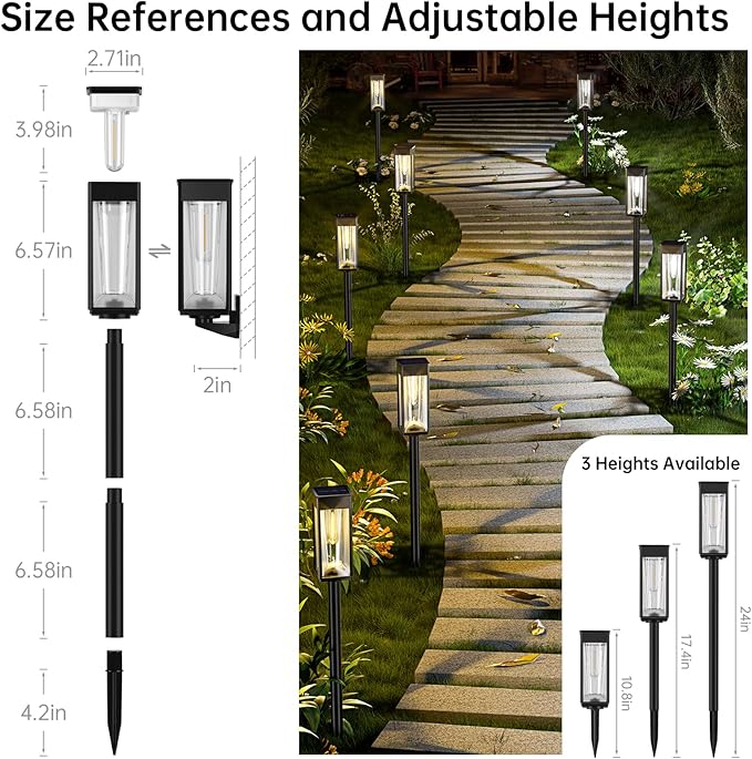 Solar Pathway Lights Outdoor, 2 Pack Solar Garden Lights Outside Pathway, Landscape Path Lights for Patio Lawn Path Walkway Decor-BloomoryGarden