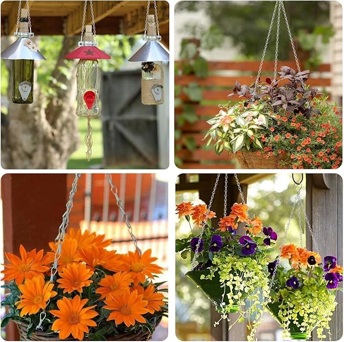 10 Pack 25" SIL Storagehook Silver Hanging Chains with S Hooks for Hanging Bird Feeders Planters Baskets Billboards Lanterns Wind Chimes Ornaments-BloomoryGarden