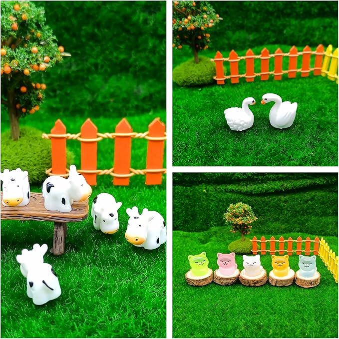 100 Pcs Mini Resin Animals Figures, Farm Tiny Plastic Animals Figurines to Hide Miniature Fairy Garden Decorations Accessories-BloomoryGarden
