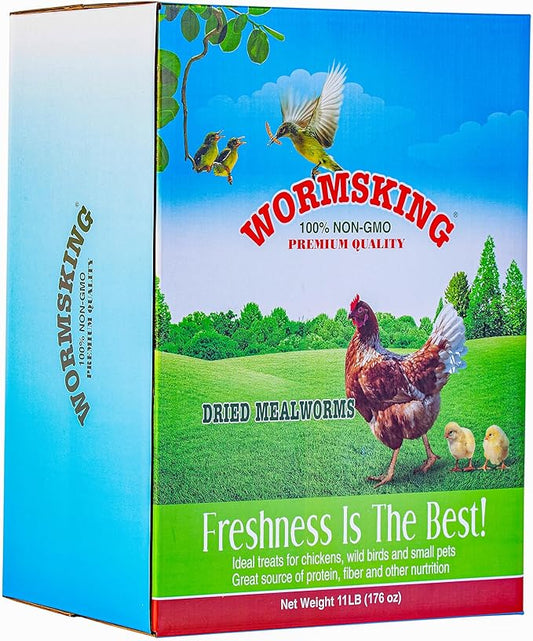 11 LBS Dried Mealworms, Non GMO, High Protein Treat for Chicken, Duck, Birds, Reptile, Hamster,Hedgehog-BloomoryGarden