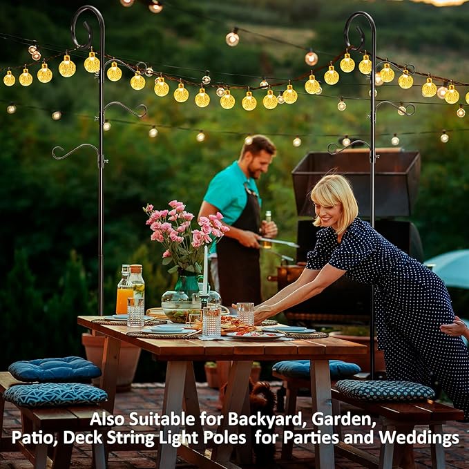 108 Inch Shepherds Hooks for Outdoor 2 Pack, Bird Feeder Poles with 4 Hooks, Shepherds Hook for Bird Feeders Outside with Base, Garden Pole for Hanging Plant Baskets, Weddings Decor (108 Inch)-BloomoryGarden
