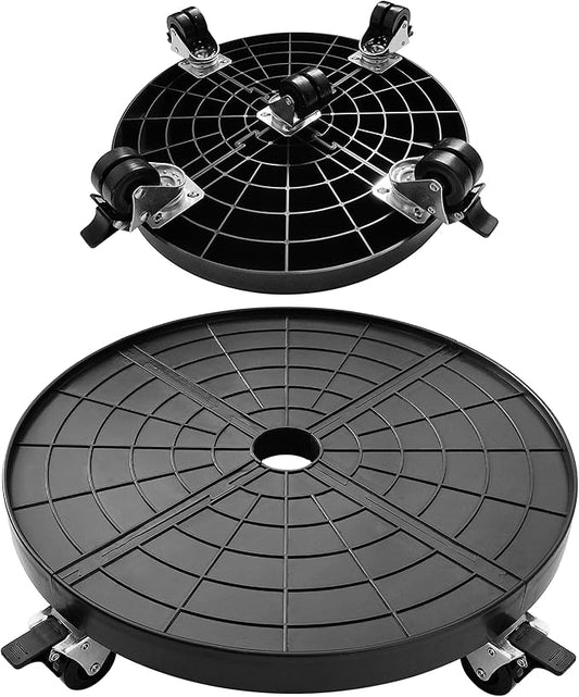 16 Inch Plant Caddy with Wheels Outdoor Indoor 2 Pack, Large Rolling Plant Stand for 500lb Heavy Duty Flower Pots, Round Plant Rollers Lockable Potted Planter Dolly, Black-BloomoryGarden