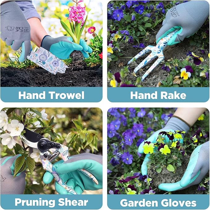 WORKPRO 5PCS Garden Tool Set, Aluminum Heavy Duty Gardening Tool Set with Garden Tool Bag, Outdoor Garden Hand Tools, Garden Gifts-BloomoryGarden