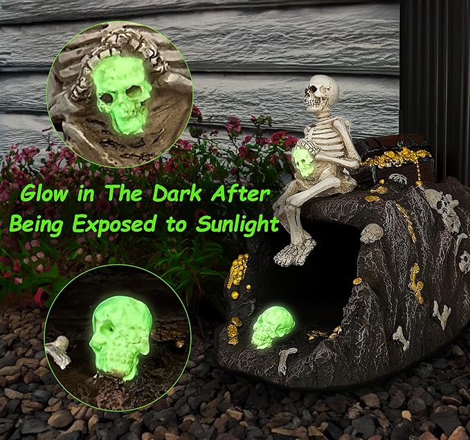 Luminous Skeleton Sculpture Gutter Downspout Extender,Garden Statue Ornament,Decor Downspout Diverter,Perfect Rain Diverter for 3"x4" Downspouts, Eco-Friendly Resin,Perfect Outdoor Decor Gift-BloomoryGarden