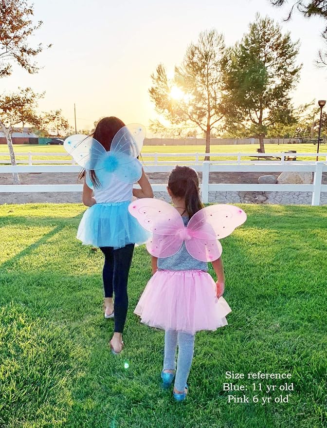 LOLASATURDAYS- Fairy Wings, Butterfly Wings, Fairy Wings Kids, Fairy Costume, Alas, Wings Costume, Tinkerbell Wings, Fairy Wings for Girls, Set of 6 (22" x 15")-BloomoryGarden