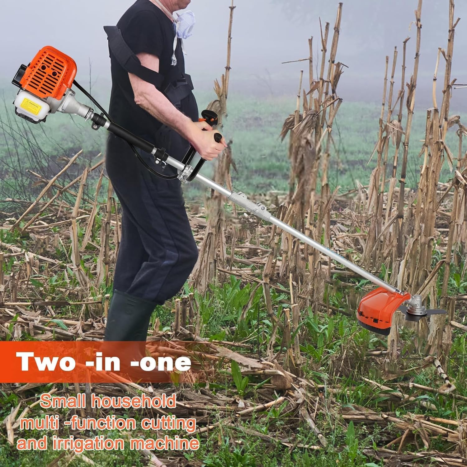 2025 Upgraded Weed Wacker, 52CC Gas Powered Weed Eater, 2 in 1 Gas String Trimmer and Grass Cutter with 3 Teeth Brush Cutter Blade, Lightweight Hedge Trimmer Edger Lawn Tool for Garden Yard-BloomoryGarden