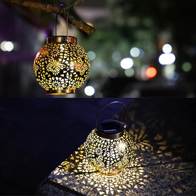 MAGGIFT 2 Pack Solar Lanterns Outdoor Waterproof Hanging Lantern Lights Decorative Solar Light for Garden Table Patio Yard Pathway Walkway,Unique Gifts for Women Gardening,Warm White.-BloomoryGarden