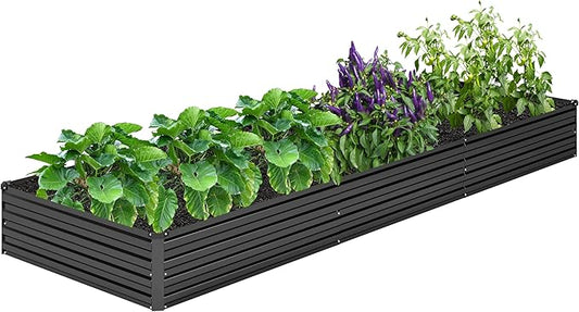 12x4x1FT Galvanized Raised Garden Bed Kit,Vegetable Boxes-Rectangle Metal Flower Box,Large Planter Raised Beds Outdoor Garden for Planting,Fruit,Herb-Black-BloomoryGarden