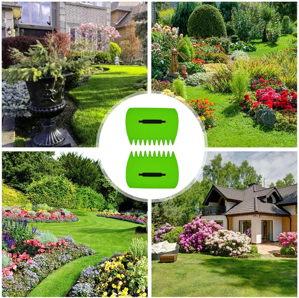 Garden and Yard Leaf Sops Hand Rakes, Large Sized, Multiple Use for Leaves, Lawn Debris and Trash Pick Up +1 pair of garden gloves, Light green-1-BloomoryGarden