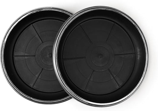 11" Decorative Heavy Duty Tray/Saucer (2 Pack) Rustic Medieval/French Country Look, Pot/Planter Base for Indoor/Outdoor Decor Use. Long Lasting, Reusable Light Weight (11 inches, Silver)-BloomoryGarden