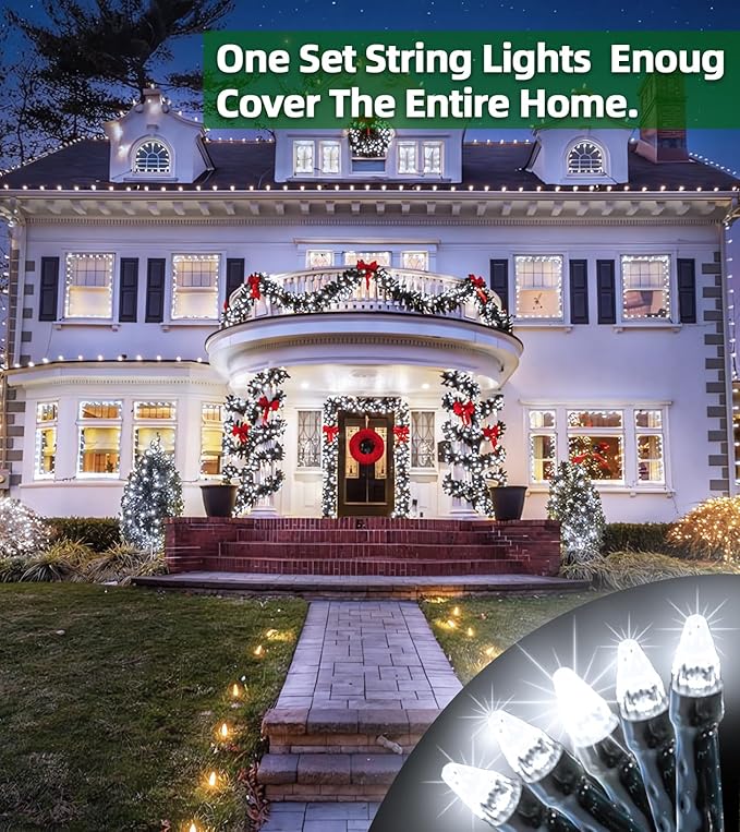 1500 LED 492FT Christmas Lights Outdoors, Green Wire LED String Lights with Timer Memory, Christmas Tree Lights for Indoor Outdoor Christmas Decorations Party Xmas Wedding Garden Patio Cool White-BloomoryGarden