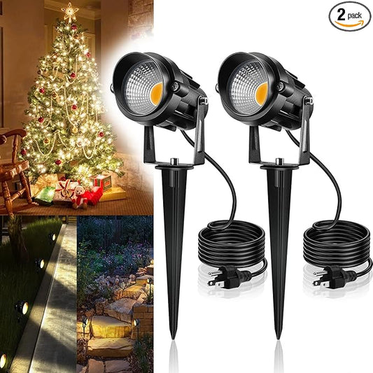 12W Landscape Lighting - Warm White Plug in Outdoor Landscape Light IP65 Waterproof 120V Lawn Flag Light Christmas Halloween Decorative Spotlight for Tree Outdoor Indoor Yard Garden, 2 Packs-BloomoryGarden