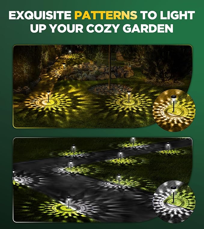 10 Pack Ultra Bright Solar Lights Outdoor Waterproof, from Dusk to Dawn Up to 12H Solar Light for Outside, Auto On/Off Solar Powered Garden Pathway Lights, Landscape Lighting (Warm White)-BloomoryGarden