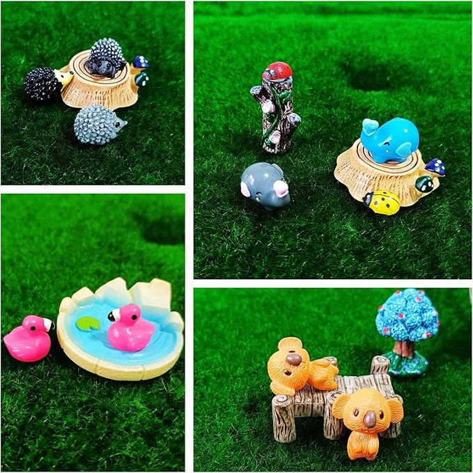100 Pcs Mini Resin Animals Figures, Forest Tiny Plastic Animals Figurines to Hide Miniature Fairy Garden Decorations Accessories-BloomoryGarden