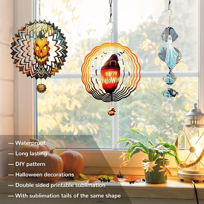 10 Pack Sublimation Wind Spinner Blanks, 10 Inch Sublimation Wind Spinners, 3D Aluminum Metal Hanging Wind Spinner Bulk for Garden Yard Outdoor, Window Porch Decoration for Heat Press Transfer DIY-BloomoryGarden