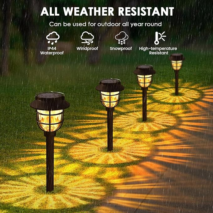 10 Pack Solar Pathway Lights Outdoor - Bright Solar Powered Garden Lights with 3000K Warm LED, Auto On/Off Waterproof Path Lights Decorative, Landscape Lighting for Yard Patio Walkway Driveway-BloomoryGarden