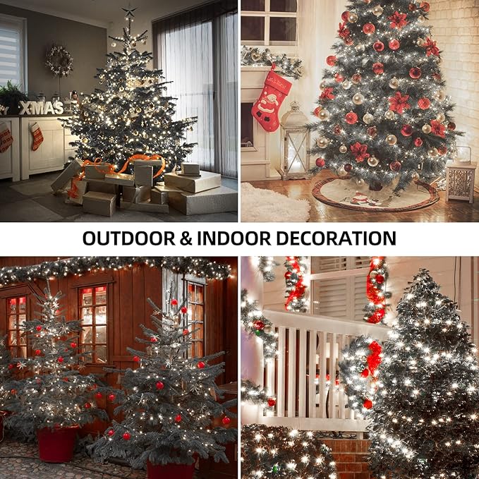 1000 LED 328ft 8 Modes with Timer Christmas String Lights IP55 Outdoor Waterproof UL Certificated Indoor Fairy Lights Garden Patio Wedding Christma Trees Parties Decoration White Light-BloomoryGarden