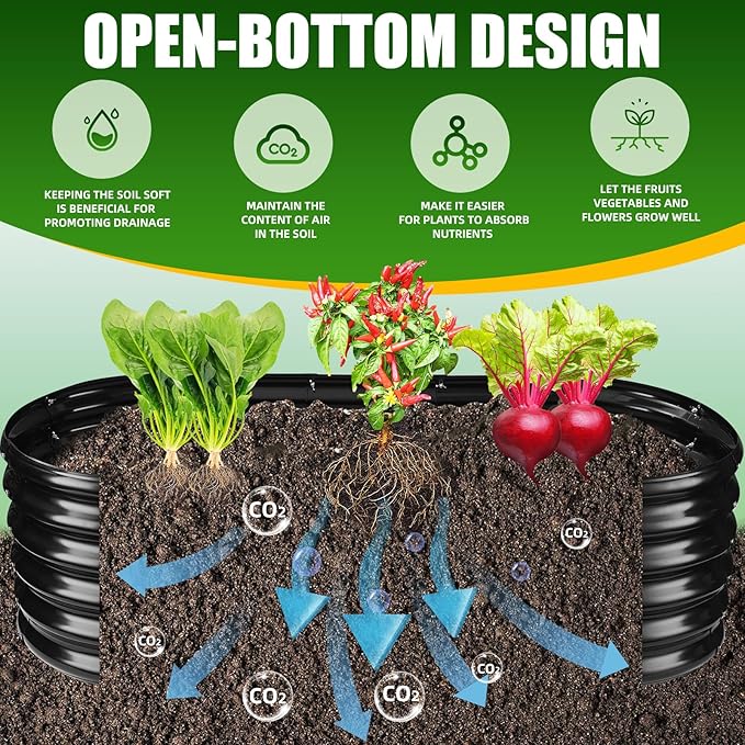 17" Tall Elevated Oval Metal Raised Garden Bed - 5ft x 2ft in Size and 0.8MM Thick Durable Planter Bed/Box for Vegetables Flowers Succulent at Patio/Garden Outdoor (Black, 5X2X1.4 FT)-BloomoryGarden