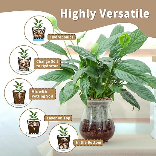 10LB Leca Clay Pebbles for Plants, Expanded Leca Balls for Indoor Plants, Orchid Potting Mix, Soil Amendment, Drainage, Easy Reusability, 4-16mm-BloomoryGarden