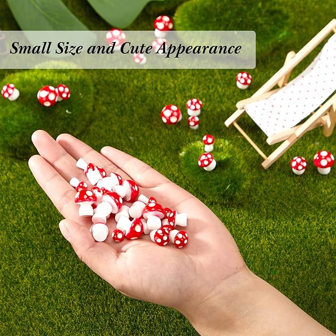 160 Pcs Tiny Mushrooms Mini Figurines Miniature Cute Colorful Mushroom Figurines Indoor Outdoor Mushroom Statue Decor Mushroom Decoration for Garden Landscape Bonsai Craft Ornament (Red, S, M, L)-BloomoryGarden