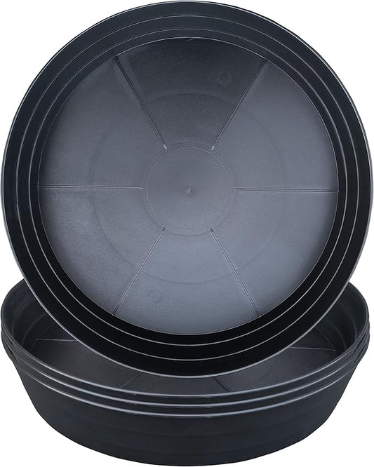 16 Inch Large Plant Saucers, Extra-Deep 2.3 in Black Drip Trays for Flower Pot, Heavy Duty Drainage Tray for Indoors No Holes, 4 Pack Plastic Planter Plate Water Catcher for Pots Base 12 13 14 in-BloomoryGarden