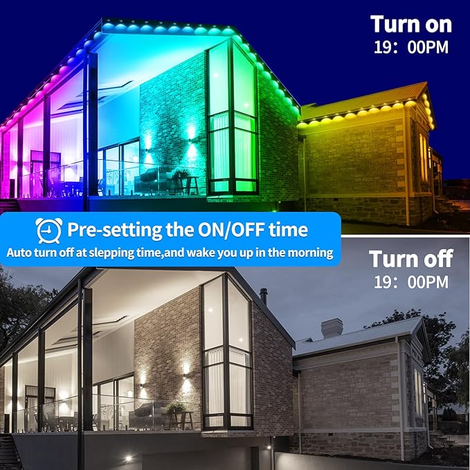 100ft Permanent Outdoor Light,RGB Eaves Lights with App Control Remote,DIY IP67 Waterproof Under Eave Lighting,Outside led Lights for Christmas,Garden,House Decorations-BloomoryGarden