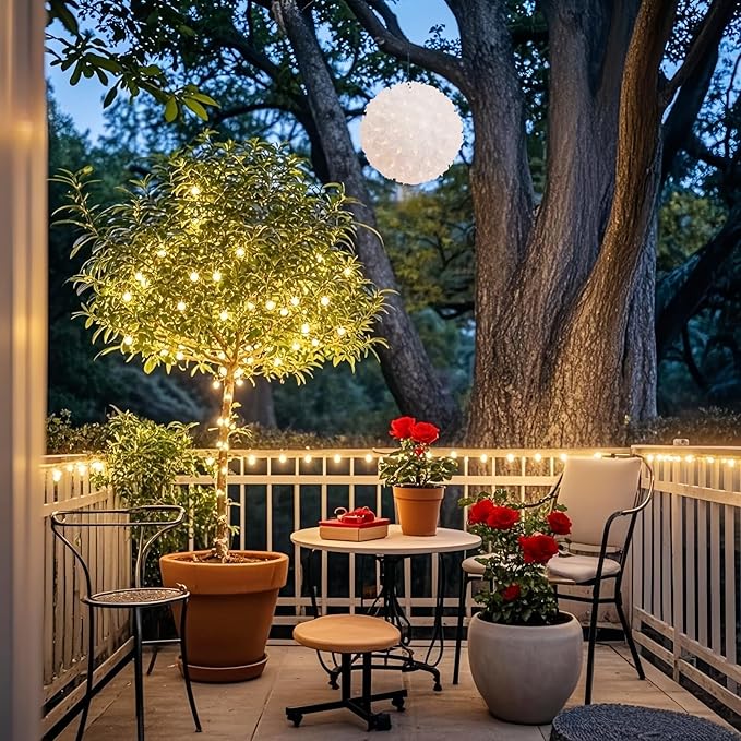 100 Clear Warm Christmas Sphere Light, UL Certified and Commercial Grade 7.5 Inches Hanging Sphere, for Indoor and Outdoor Party, Garden, Gate, Patio, Trees.-BloomoryGarden