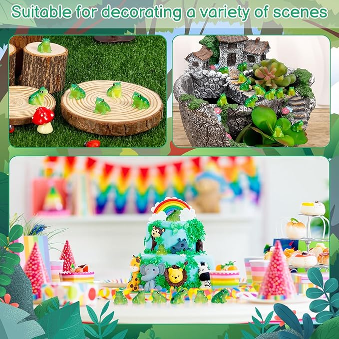 100 Pcs Mini Resin Frogs, Cute Green Frog Tiny Frogs Mini Frogs Figurines Miniature Frogs Animals Figurines Ornament for DIY Crafts Landscape Aquarium Dollhouse Fairy Garden Decor Potted-BloomoryGarden