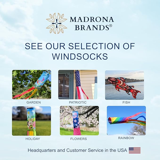 Madrona Brands Sunflower Windsock | Durable Outdoor Hanging Decoration | Yard, Garden, Patio, Home and More | 42-Inch-BloomoryGarden