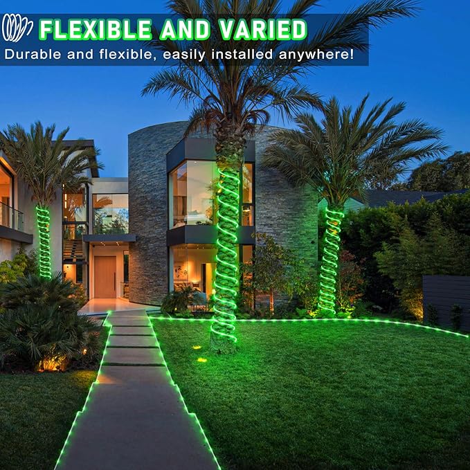 100FT 300 LED Rope Lights for Outside, St. Patrick Day String Lights Indoor with Waterproof 8 Modes, Connectable Plug in Fairy Twinkle Lights for Outdoor Patio Pool Party Holiday Decorations, Green-BloomoryGarden