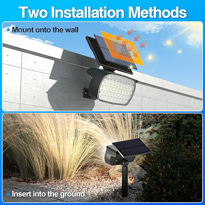 108 LED Solar Spot Lights Outdoor, Solar Lights Outdoor IP65 Waterproof, 3 Modes Solar Landscape Spotlights, Large Solar Panel Solar Powered Lights for Garden Yard Pathway(Cool White/4 Pack)-BloomoryGarden