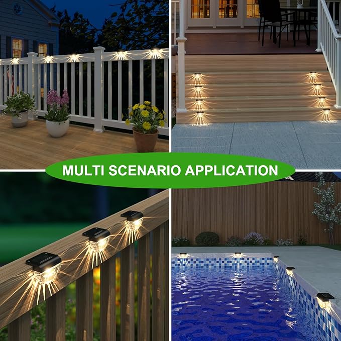 12 Pack Solar Deck Lights Outdoor, Solar Step Lights Waterproof for Outside, Yard, Patio, Garden, Pool, Railing, Stairs, Fence (Warm White)-BloomoryGarden