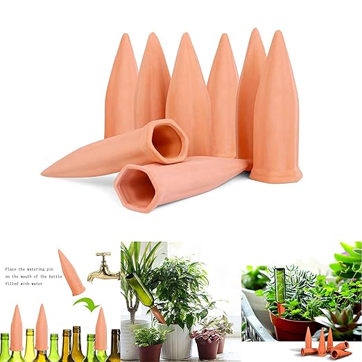 10 Pcs Clay Self Watering Planter Insert Self Watering Spikes Vacation Plant Watering Devices Used in Holidays-BloomoryGarden